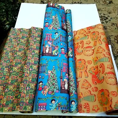 Vintage Christmas Wrapping Paper Gift Wrap LOT 4 Rolls 1970s • $20