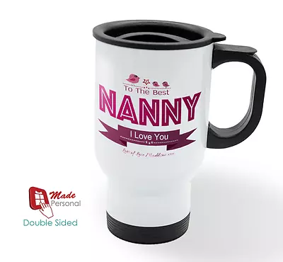 PERSONALISED Travel Thermal Mug 14oz - Nanny Mothers Day Gift- Birds Design • £15.95