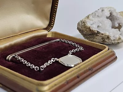 Vintage Sterling Silver Tie Clip With Chain *Read Description* Original Box • $62.63