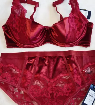 CITY CHIC Plus Size 14C-D Bra & 12 /XXS Brief Set Sylvie Fox & Royal 1/4 Cup • $65.99