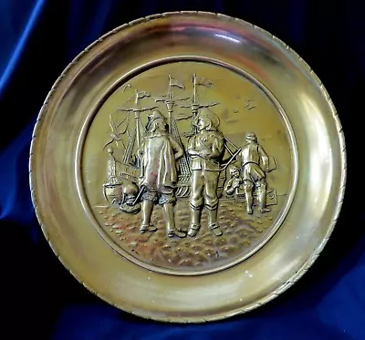 Mid Century LARGE Brass Wall Plate - 18th Century Merchant Ship Made In England • $22