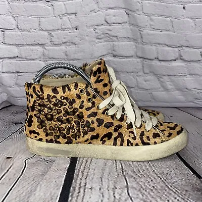 $29.95 • Buy Zara Size 8 / EU 38 Women's Leopard Print Lace Up High Top Sneakers With Studs