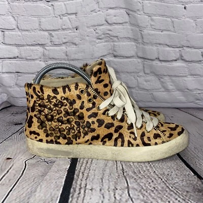 Zara Size 8 / EU 38 Women's Leopard Print Lace Up High Top Sneakers With Studs • $29.95