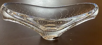 Beranek Skrdlovice Glass Vase Czech Blown Glass Controlled Bubbles Clear MCM • $45