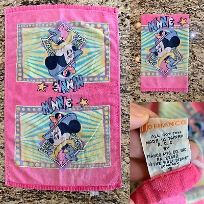 Vintage Jo Franco Walt Disney Minnie Mouse Pink Hand Towel Hot Pink Double Sided • $17.50
