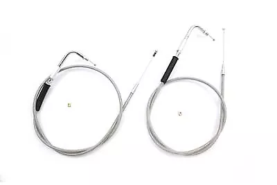 V-Twin Mfg 36-0866 41-1/2  Stainless Steel Throttle And Idle Cable Set +8  Over • $66.28