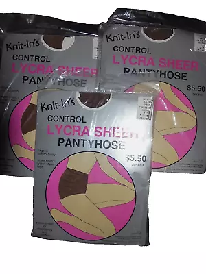 BNWT 3 Pairs Vintage USA Knit Ins Sheer Control Pantyhose  Medium Coffee Bean • $12.45