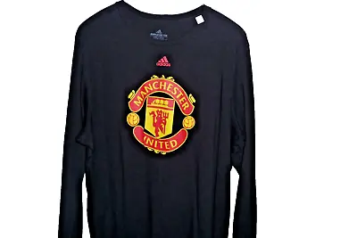 Manchester United Mens Adidas Black Soccer Big Logo Long Sleeve T Shirt 3XL Mint • $34.99