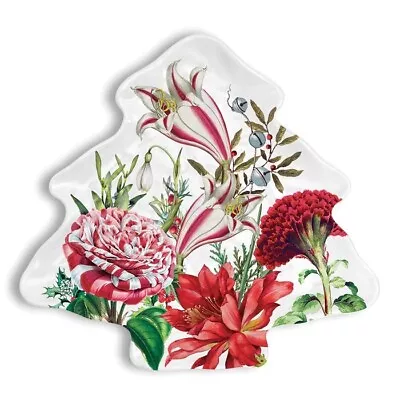 Michel Design Works Christmas Bouquet Tree Shaped Melamine Serveware Plate • $32.99