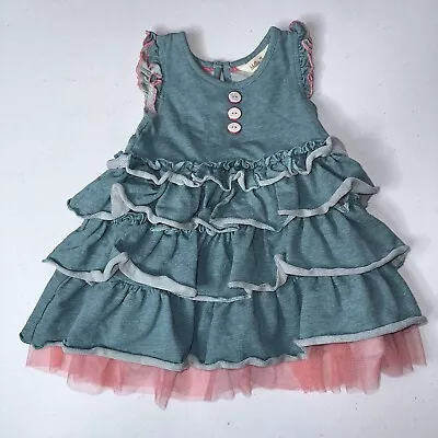Matilda Jane Girl’s Toddler Ruffle Tiered Dress Blue Pink Size 12-18 Months  • $9.74