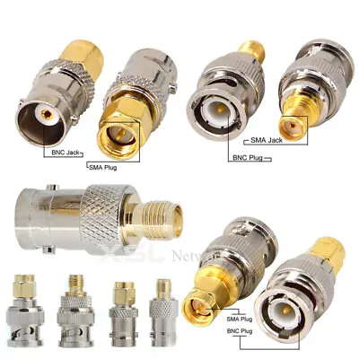 BNC To SMA BNC Male Female Converter Coupler Adapter Radio Coax Connector CCTV • £3.40