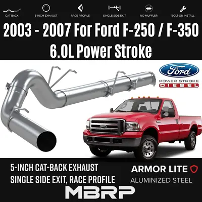 MBRP 5'' Cat-Back Exhaust Single Exit For 03-07 Ford F250 F350 6.0L Power Stroke • $419.99