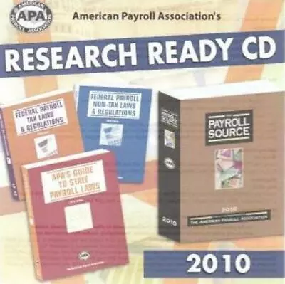 $99.99 • Buy American Payroll Association's Research Ready CD 2010 PC MAC CD APA Tax Laws +