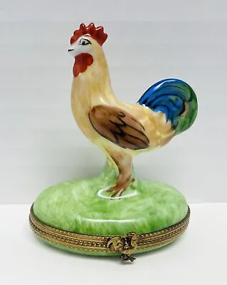 Vintage Limoges Peint Main Stunning Rooster Trinket Box EUC • $59.99