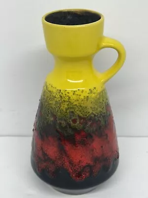 Vintage German Pottery Pitcher Vase Far Lava Germany Red Yellow Black • $34.99