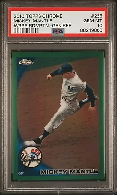 2010 Topps Chrome Redemption Green Refractor /599 Mickey Mantle #226 PSA 10 HOF • $104.99