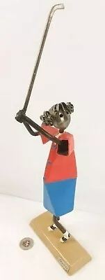 Manuel Felguerez Welded Metal Sculpture Golfing Lady Mexico 15  • $61.90