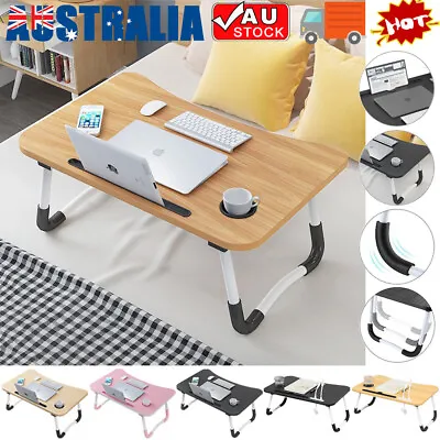 Laptop Stand Table Foldable Desk Computer Study Bed Adjustable Portable Cup Slot • $16.99