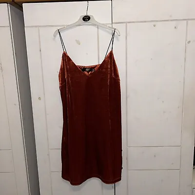 Missguided UK 10 Burnt Orange Velvet Mini Skirt • £2