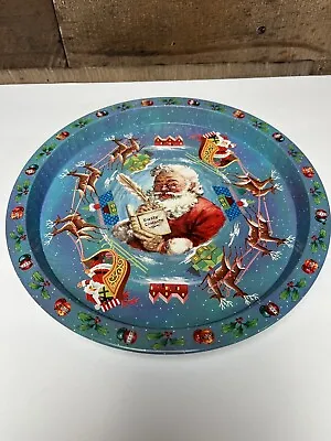 Vintage Christmas Santa Metal Tray Cookie Daher #11101 Stamped England 10.25  • $9.99