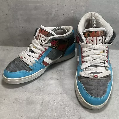 Osiris NYC 83 Mid Top Skate Metal Blue Red  Shoes Womens Size 9 Bronx Graffiti • $80.97