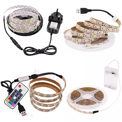 USB/Battery/Mains Plug LED Strip Lights Tape Under Cabinet Kitchen TV Lighting • £4.31