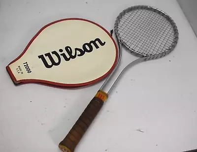 Vintage Wilson T2000 Tennis Racket Racquet W/ Cover 4-1/2” Grip Metal Racquet • $31.99