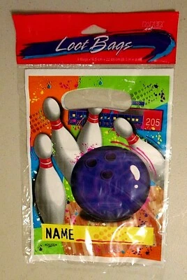 Bowling Theme Sports Party Favor Loot Bags - New; Count 8  • £3.78