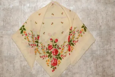 Ukrainian Traditions Vintage Wool Shawl Babushka's Head Scarf 1970s Ethnic Folk • $18