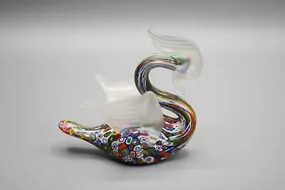 Vintage  Kb Italy  Millefiori  Hand Blown Glass  Swan Paperweight With Label B1 • $24.99