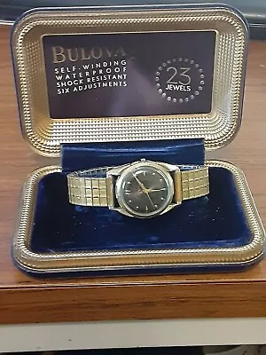 $215 • Buy Working Bulova Men's Watch 1959  Black Starburst  Self-winding 23J 6Adj. OrigBox