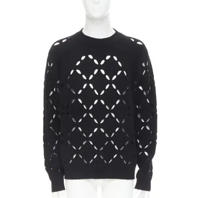 VERSACE 100% Wool Black Diamond Cut Out Medusa Stud Sweater EU52 XL • $528
