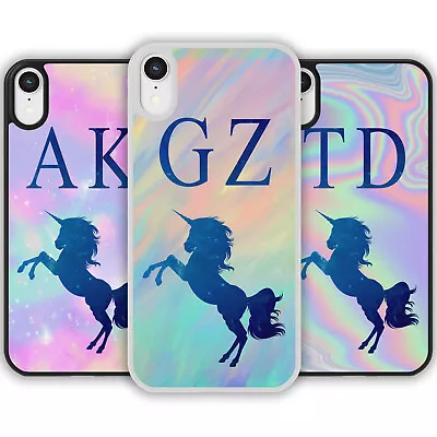 Personalised Name Or Initials Pastel Unicorn Phone Case Cover For IPhone Samsung • £6.79