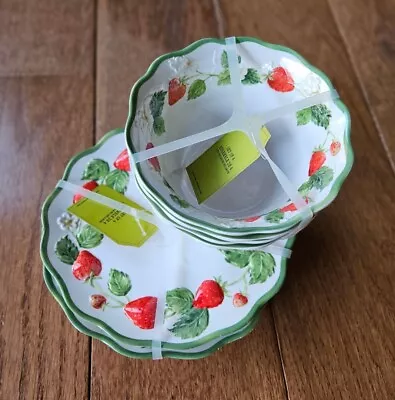 🍓NEW Primrose Vintage 8 PC Strawberry Fields Dessert Plates & Bowls Melamine🍓 • $29.99