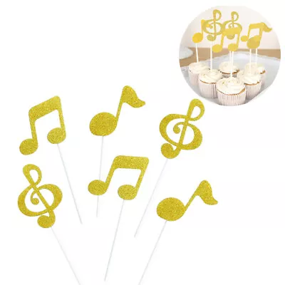  6 Pcs Music Note Cake Decorations Birthday Toppers For Home Wedding Celebrity • £6.55