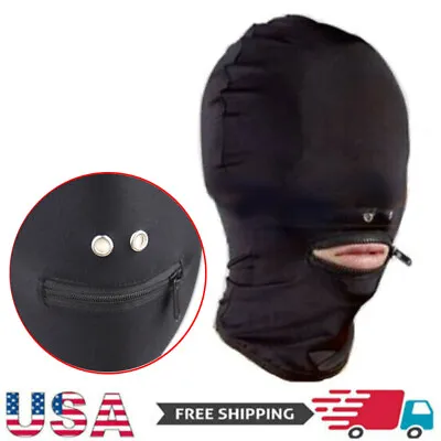 Head Mask Zip-mouth Mask Gimp Headgear Hooded Head Harness Halloween Hood Unisex • $14.99