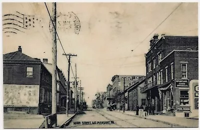 Laminated Reproduction Postcard Mount Pleasant PA Main Street 1914 • $5.95