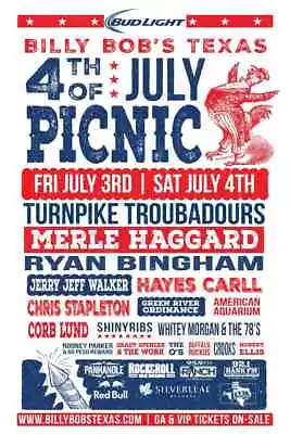 Turnpike Troubadours/merle Haggard  4th Of July Picnic 2015 Texas Concert Poster • $19.19