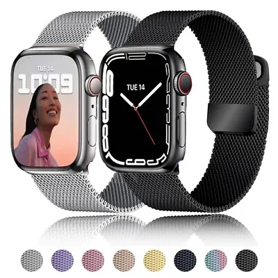 Magnetic Loop Steel Mesh Band Strap For Apple Watch 9 8 7 6 5 4 SE 40/44/41/45mm • $7.49