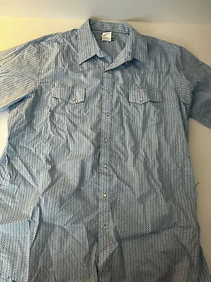 WRANGLER Blue Short Sleeve Western Snap Shirt Mens 2XLT • $15