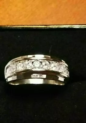 1Ct Lab Created Diamond Men's Wedding Band Ring 14K White Gold Plated • $148