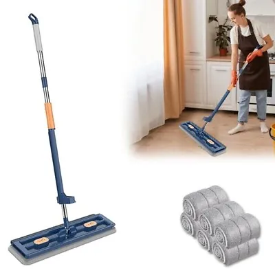Dusting Flat Mop With 6 Mop Pads Microfiber Dual Sided Mop Strong Steel Handle • $21.69