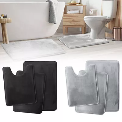 3PCS Proof Slip Memory Foam Bathroom Bath Mat Set Small Large And Contour Rug • $19.99