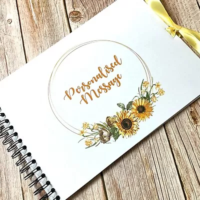 Personalised Sunflower Scrapbook A3 A4 A5 Photo Album Guest Book Ribbon • £10.99