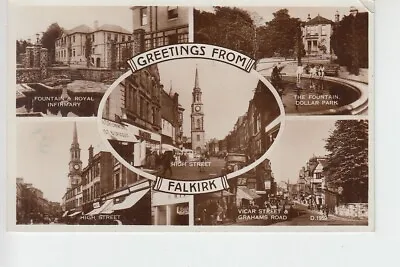 RPPC Greetings From Falkirk Stirlingshire Multi View. • £2.99