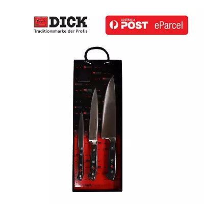 F. Dick 8109800 3-Piece Butchers Chefs Knife Set Carbon Steel Germany Made • $300