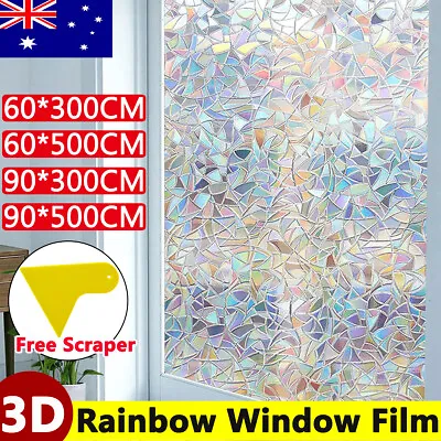 3D Rainbow Reflective Window Film Decor Privacy Static Clings Glass Sticker 90cm • $11.99