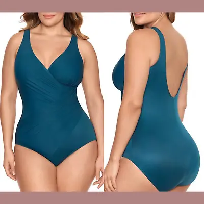 NWT $180 Miraclesuit [ 12 DD ] Must Haves Oceanus Draped One Piece Swimsuit U897 • $99.99