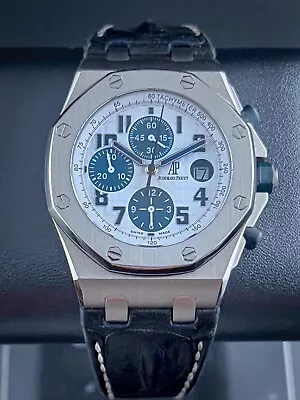 Audemars Piguet Royal Oak Offshore Chronograph Navy 42MM White Blue 26170ST • $22495