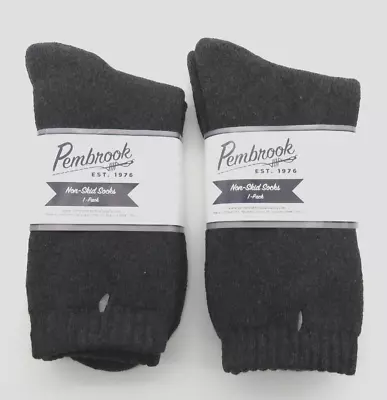 Pembrook Medical Non Skid Socks Dark Gray Anti Slip Cotton Spandex NEW 2 Pair • $13.49